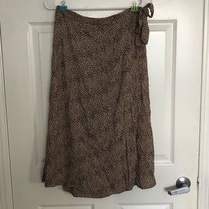 Leopard Print Wrap Midi Skirt